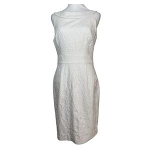 White House Black Market White Sheath Open Back Dress Sleeveless Bridal Preppy 6